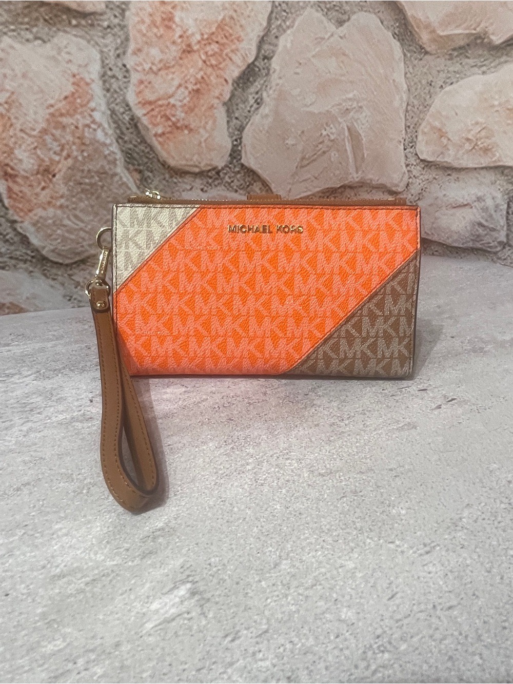 Michael Kors Voyager Orange Colorblock Tote & Matching Wallet Clementine - Picture 7 of 12